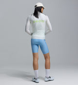 Men's long-sleeve classic cycling jersey (back view) in Porcelain Glow with lime logo - form-fitting performance road jersey, breathable SPF50 moisture-wicking fabric, four-way stretch, ventilation panels and silicone hem gripper.
