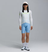 Men's Dots Classic long-sleeve cycling jersey in Porcelain Glow, breathable SPF50 moisture-wicking four-way stretch with side ventilation panels, form-fitting race fit and soft silicone hem gripper (front view)