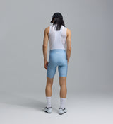 Pedla SuperFIT 2.0 men's cycling bib shorts in powder blue, back view — Italian performance fabric, Elastic Interface chamois, breathable mesh bib, aerodynamic supportive fit, seamless cuffs and reflective logos