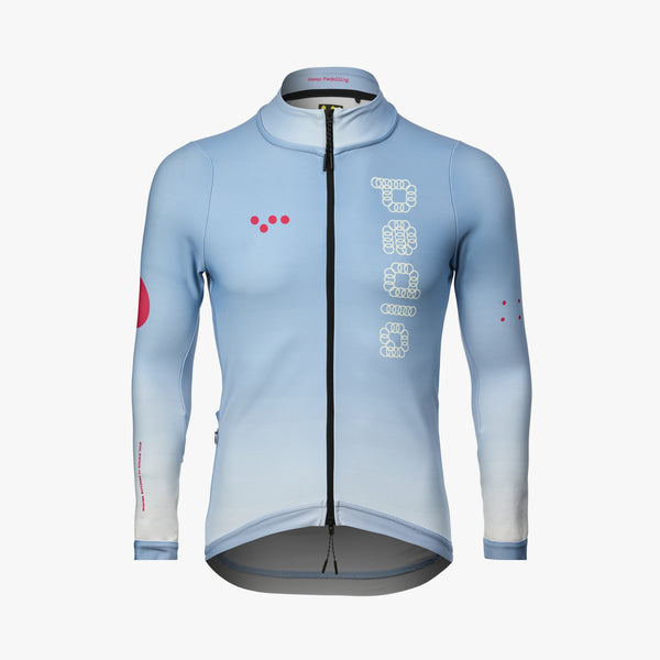Dots Thermal Long Sleeve cycling jersey Blue Gradient Blue
