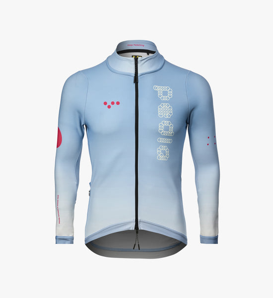 Dots Thermal Long Sleeve cycling jersey Blue Gradient Blue
