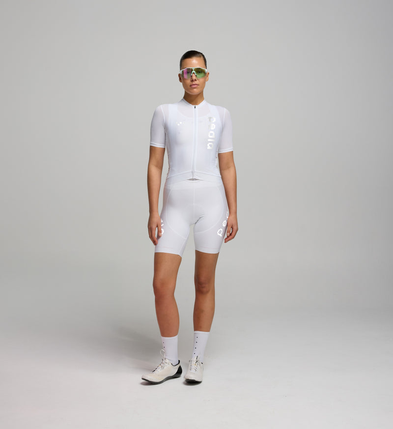 Pedla Cycling Dots Reflective Womens Bibs White Model