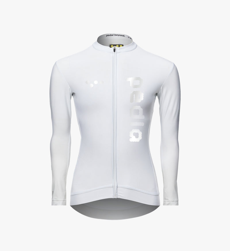 Pedla Dots Women's Classic Long Sleeve Cycling Jersey Reflective White breathable, comfortable, performance