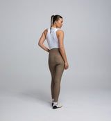 Rear view of Pedla’s Women’s SuperFit 2.0 Bib Tight in Stone with Elastic Interface® chamois and premium detailing