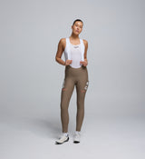 Front view of Pedla’s Women’s SuperFit 2.0 Bib Tight in Stone highlighting sleek design and high-quality construction