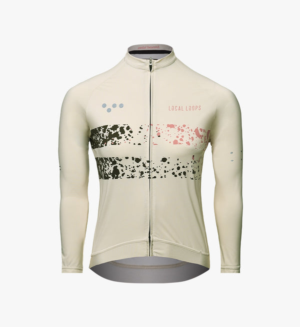 LOOPS / Women's Continental Cycling Jersey - Almond: Cross-seasonal comfort and visibility for cycling.