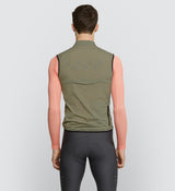 Back view of Men’s Ultralight Packable Cycling Gilet in Olive - Water-resistant and durable construction.