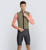 Front view of Men’s Ultralight Packable Cycling Gilet in Olive - Best windproof and packable design