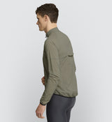 Side view of Men’s Featherweight Packable Cycling Jacket in Olive - Lightweight, compact, and durable construction