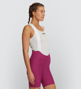 Side view of Women’s SuperFit 2.0 Bib Shorts in Mulberry - Seamless cuff and aerodynamic design