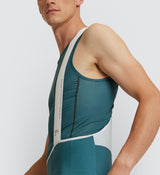 Side view of Men's Evergreen Air Cycling Base Layer, highlighting flatlock seams for chafe-free comfort