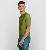 Side view of Men's Classic Cycling Jersey in Moss, showing underarm and side body ventilation for enhanced cooling