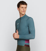 Best fit, moisture wicking, form fitting, winter cycling jersey for cold weather road biking in sage color.