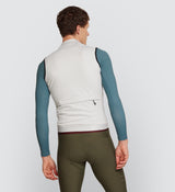 Back view of Essentials/Men's Thermal Gilet-Chalk, best waterproof windbreaker for all-weather, year-round cycling.