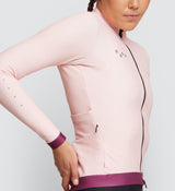 Close-up of Best fit Essentials Women's Thermal LS Jersey in Putty, perfect bike attire for winter road cycling