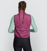 Back view of Essentials Women's Thermal Gilet - Mulberry, best waterproof, wind-resistant year-round vest for winter.