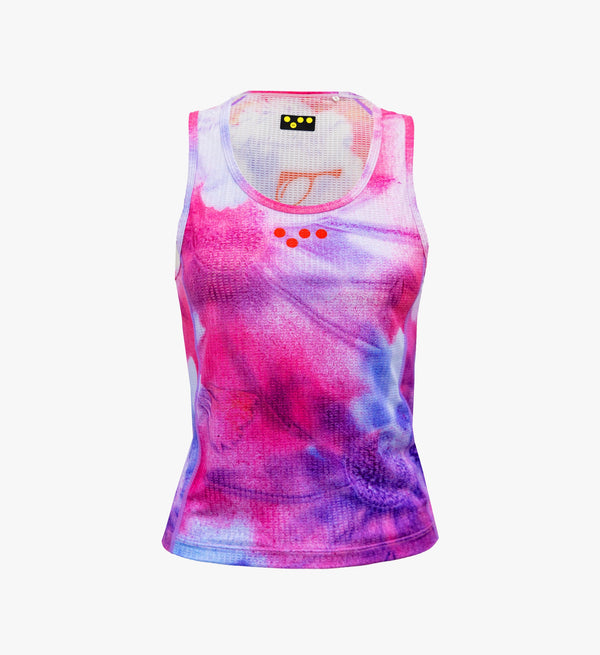 Floral Women's Air Base Layer - Cosmos in studio light, showcasing ultra-light breathable mesh fabric and racer-back design for superior ventilation