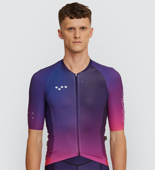 Photo of Flow State Mens Pursuit Cycling Jersey Gradient front, best, bike, fit, day, road, sleeve, moisture wicking, form fitting