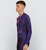 Photo of Flow State Mens Pursuit Long Sleeve Cycling Jersey Plum side, best, bike, fit, day, road, moisture wicking, form fitting