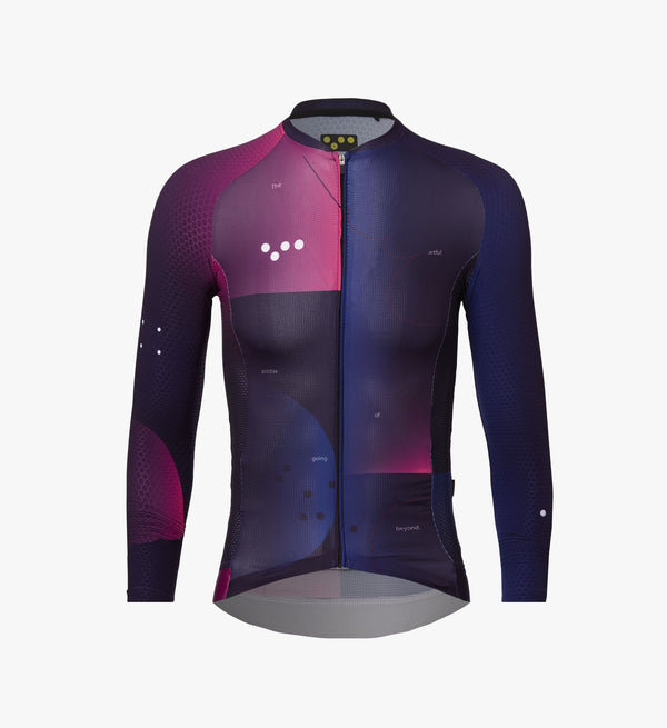 Photo of Flow State Mens Pursuit Long Sleeve Cycling Jersey Plum silo, best, bike, fit, day, road, moisture wicking, form fitting