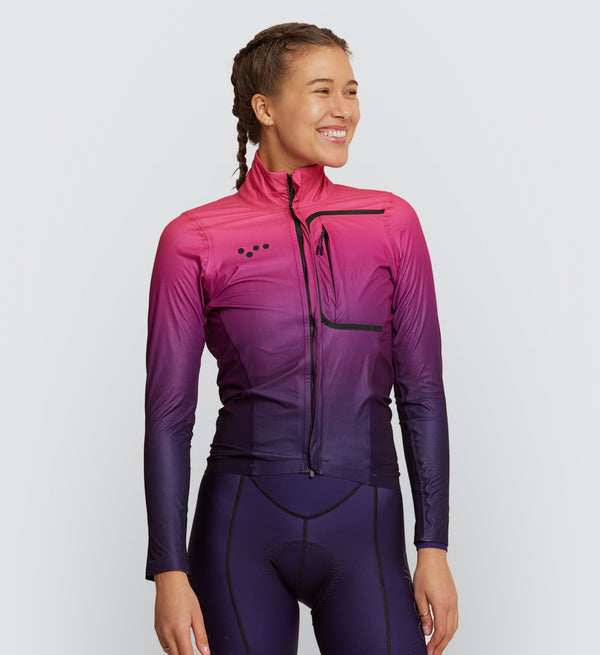 Photo of Flow State Womens Pro Deflect Cycling Jacket Hot Pink front, weather, best, winter, winder, rain, waterproof, windbreaker
