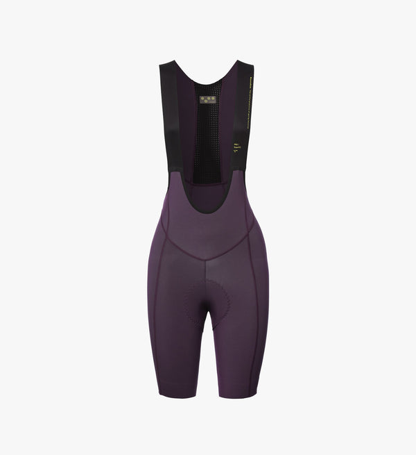 Photo of Flow State Womens Pro SuperFIT Cycling Bib Plum silo, best, day, pad, comfort, bike, moisture wicking, padded, road, straps