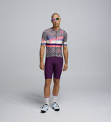 Front view of cyclist wearing the RideKnit Classic Jersey – form-fitting design with extended sleeves and low-cut collar