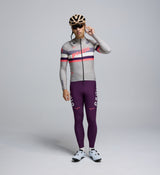 Front view of cyclist wearing the Coffee Thermal LS Jersey – warm, breathable, and moisture-wicking for winter performance