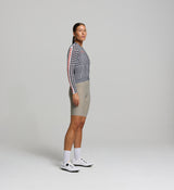 HoundsKNIT Long Sleeve Cycling Jersey with a low-cut collar, ergonomic design, silicone gripper hem, temperature-regulating fabric, optimized for endurance rides.