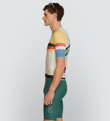 Heritage Men's Classic Jersey Multi Stripe, best fit cycling jersey for hot weather, model side view