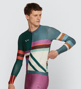 Heritage Men's Classic LS Jersey in hot weather fit, perfect for summer or all season cycling, model side view