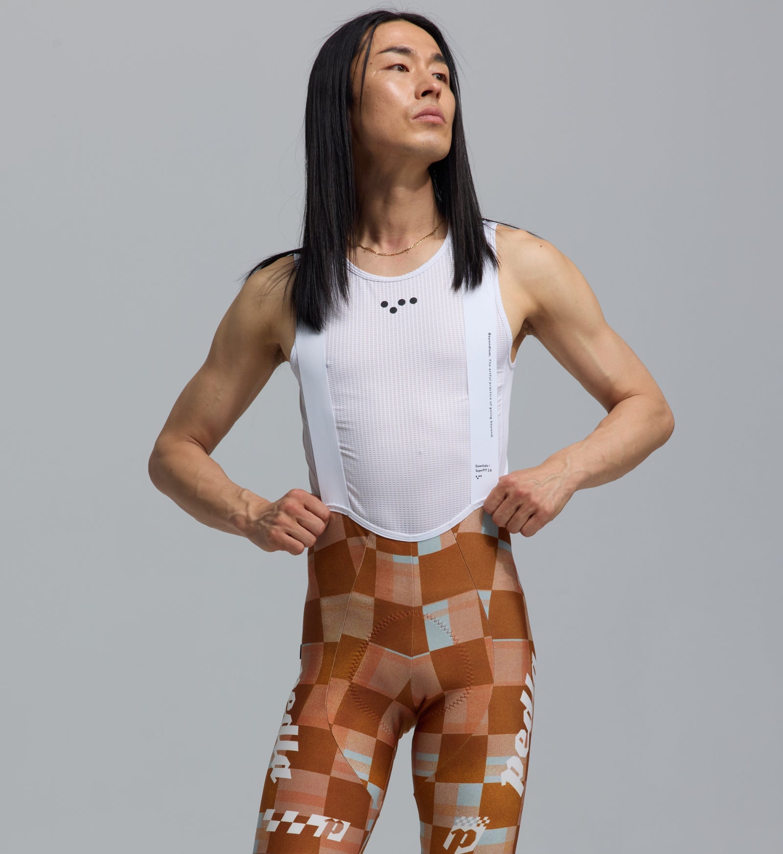 Men's SuperFIT 2.0 cycling bib shorts Checkers Amber Orange – The