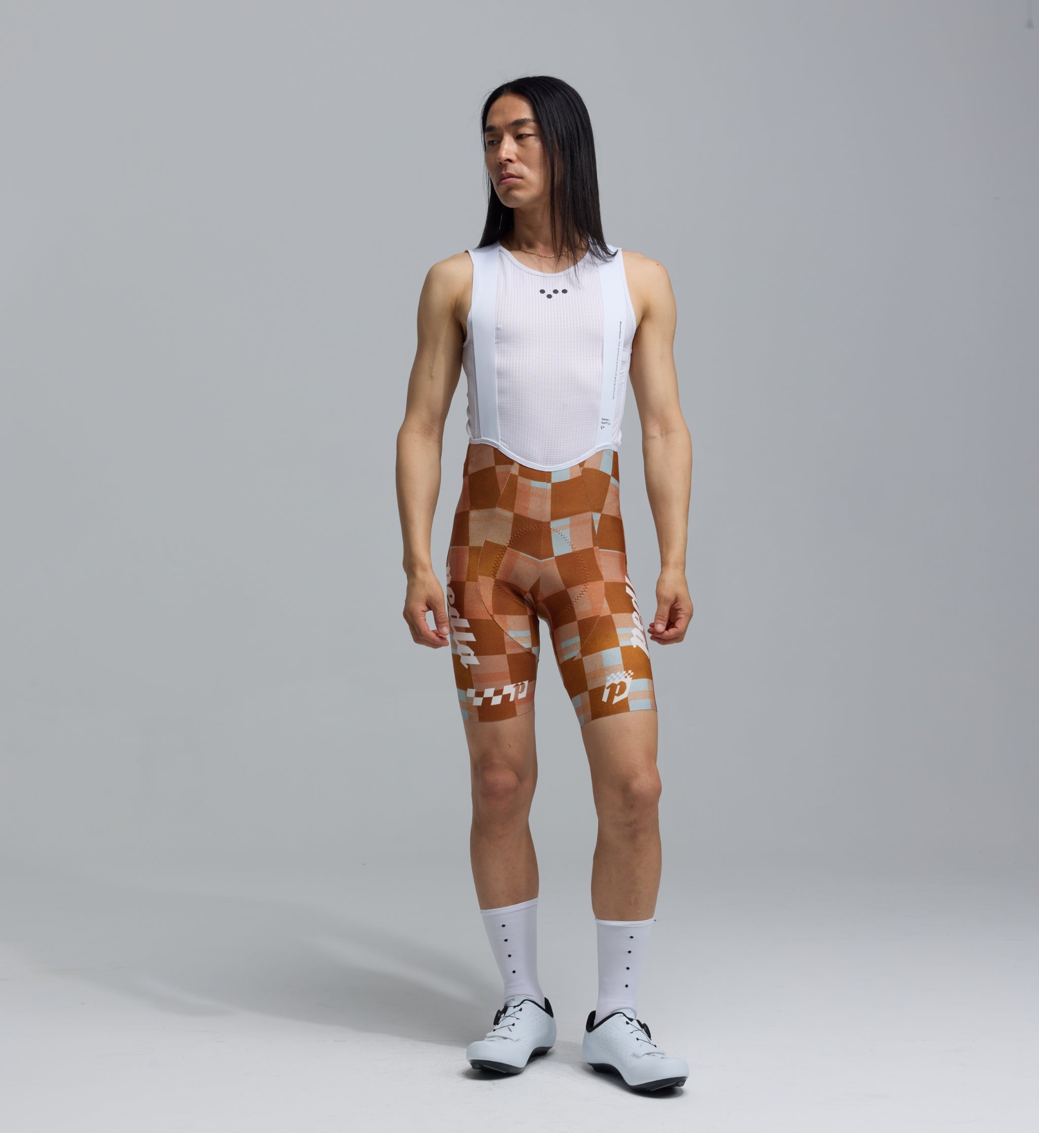 Men's SuperFIT 2.0 cycling bib shorts Checkers Amber Orange – The
