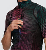 Close-up of the Men's Interweave Pine Deflect Gilet, detailing the waterproof pockets and high-quality fabric