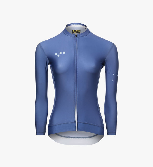 Essentials Women's Classic LS Cycling Jersey - Blue Smoke: Improved fit, SPF 50 fabric, added ventilation.