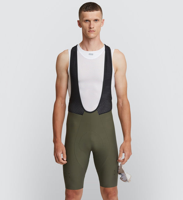 Core Men's SuperFit Cycling Bib Short - Olive, High Compression, Comfortable, Italian Fabric, Elastic Interface Chamois