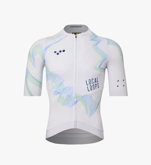 Photo of Local Loops Mens Air Cycling Jersey White Sky silo, best, bike, fit, day, road, sleeve, moisture wicking, form fitting