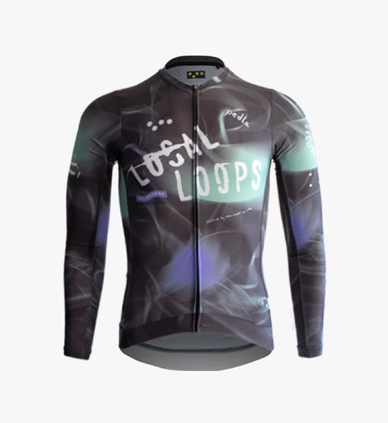 LOCAL LOOPS Men s Long Sleeve Cycling Jersey Club Grey The Pedla
