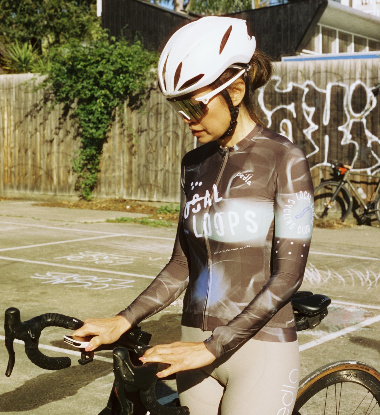 LOCAL LOOPS Women's Long Sleeve Cycling Jersey - Club Grey