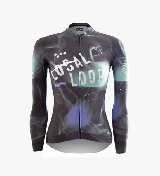 LOCAL LOOPS Women s Long Sleeve Cycling Jersey Club Grey The Pedla