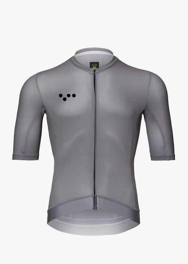 Core / LunaAIR Cycling Jersey - Etch Grey. Superior fit, movement, and comfort. Aero mesh sleeves, silicon-injected hemline.