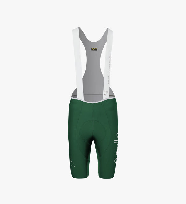 Men's SuperFIT 2.0 Bib Shorts in Pine – premium cycling bibs with seamless cuff and high-performance Italian fabric