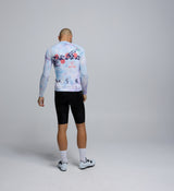 Back image of Men’s LS Training Jersey – Fade, showing triple rear pockets, reflective logos, and sustainable fabric texture.