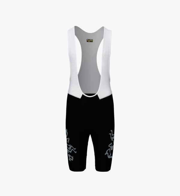 Studio product image of the Lost in Nature Men’s Training Bib Short – Black, showing minimalist design and compressive fit.