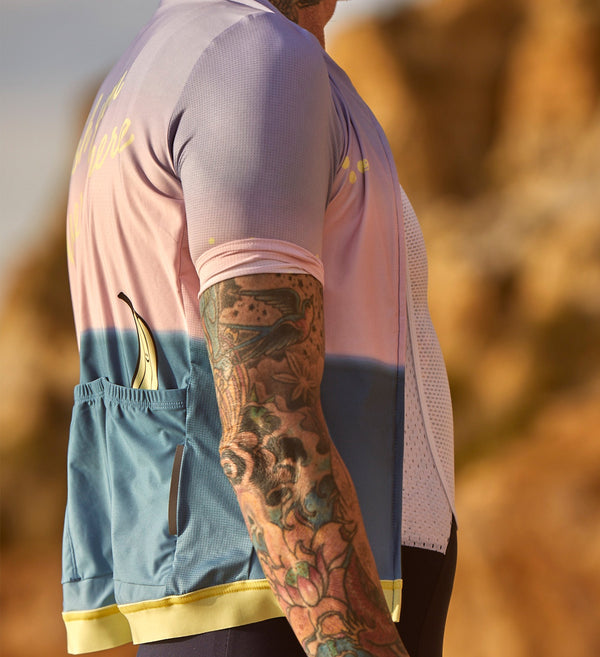 Vacation Men's Classic Cycling Jersey - Sunset: Essential summer riding gear with improved fit and SPF 50 fabric.