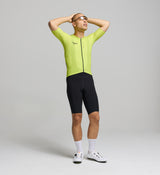 Cyclist wearing the Pursuit AIR Cycling Jersey, showcasing its aerodynamic race fit, advanced moisture-wicking fabric, and UPF 35+ sun protection for summer rides.