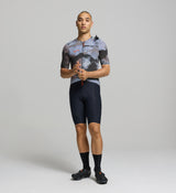 Front view of male cyclist wearing light purple SuperSYSTEM jersey – breathable stretch fabric and bonded hem for performance fit