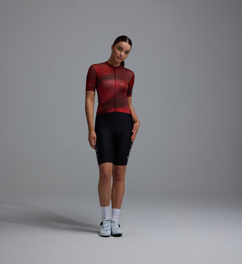 RACE_DIVISION / Women's Training Jersey - Grid Deep Red
