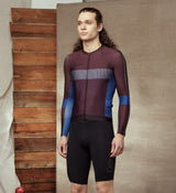 Machina Men's Classic LS Cycling Jersey - Cabernet: Lightweight, breathable, SPF 50 fabric for summer riding.