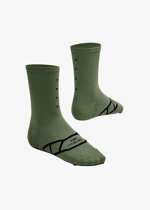 Lightweight / Merino Wool Cycling Socks - Khaki